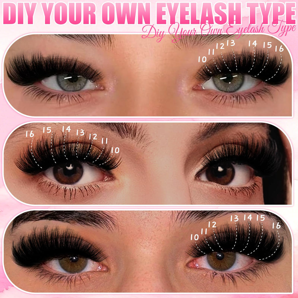 Holipet Lash Clusters Kit – 64 Top & 12 Bottom Eyelashes, Wispy Natural Volume (10-16mm, 40D-100D) with Bond & Seal – 2 Pack
