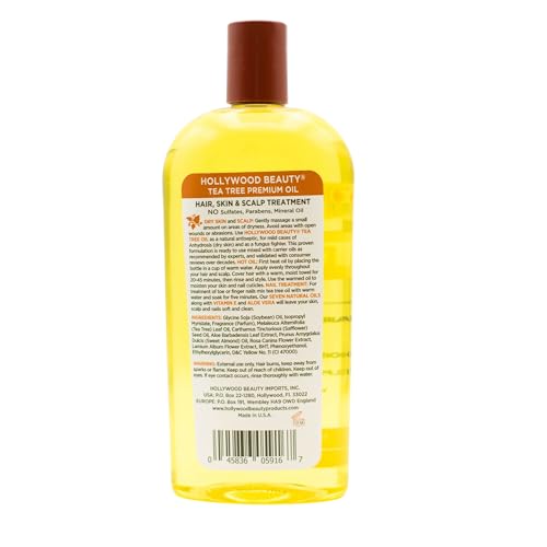 Hollywood Beauty Tea Tree Oil 16 oz – Hair, Scalp & Skin with Vitamin E & Aloe