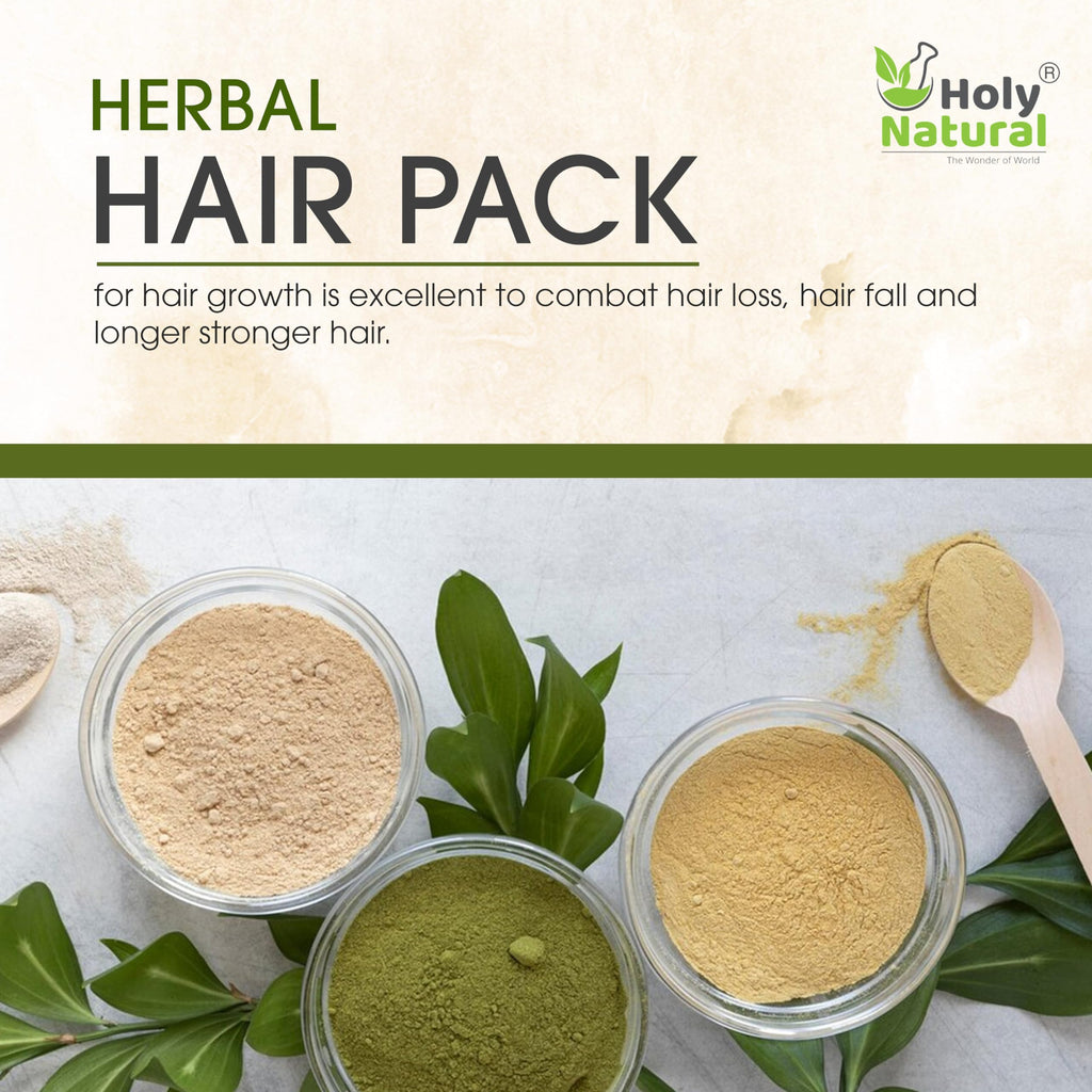 Holy Natural Herbal Hair Growth Powder | 7-Herb Hair Mask (Amalaki, Bhringraj, Brahmi, Soapnut, Shikakai, Aloe Vera & Hibiscus) 100g | Resealable Pack