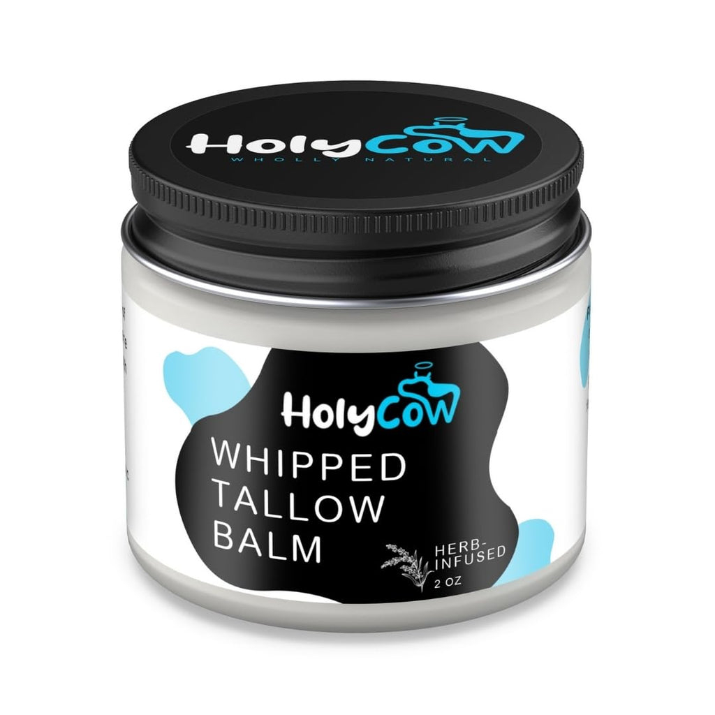 HolyCow Whipped Beef Tallow Balm – Unscented Skin Moisturizer with Organic Jojoba Oil