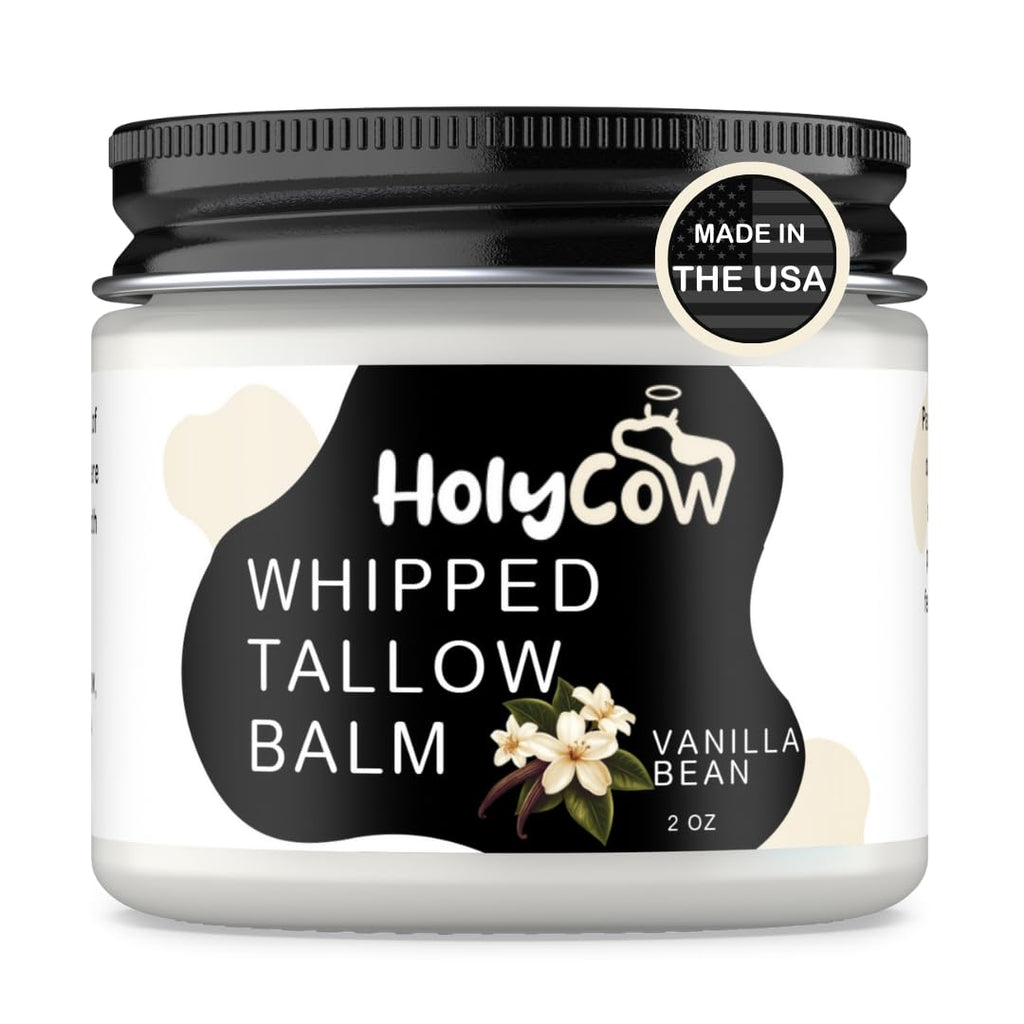 HolyCow Beef Tallow For Skin – Whipped Balm with Organic Jojoba Oil | Face & Body Moisturizer