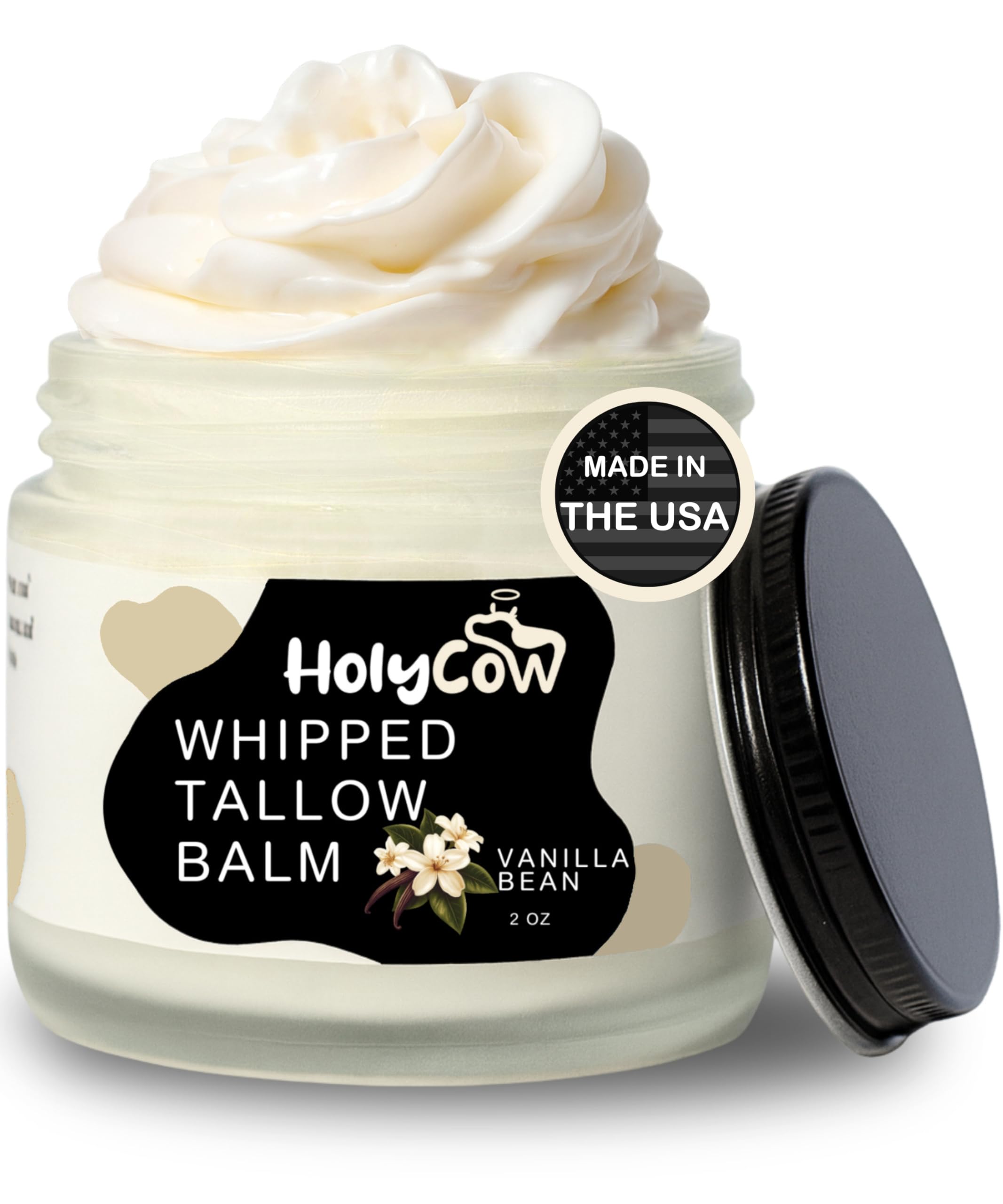HolyCow Beef Tallow For Skin – Whipped Balm with Organic Jojoba Oil | Face & Body Moisturizer