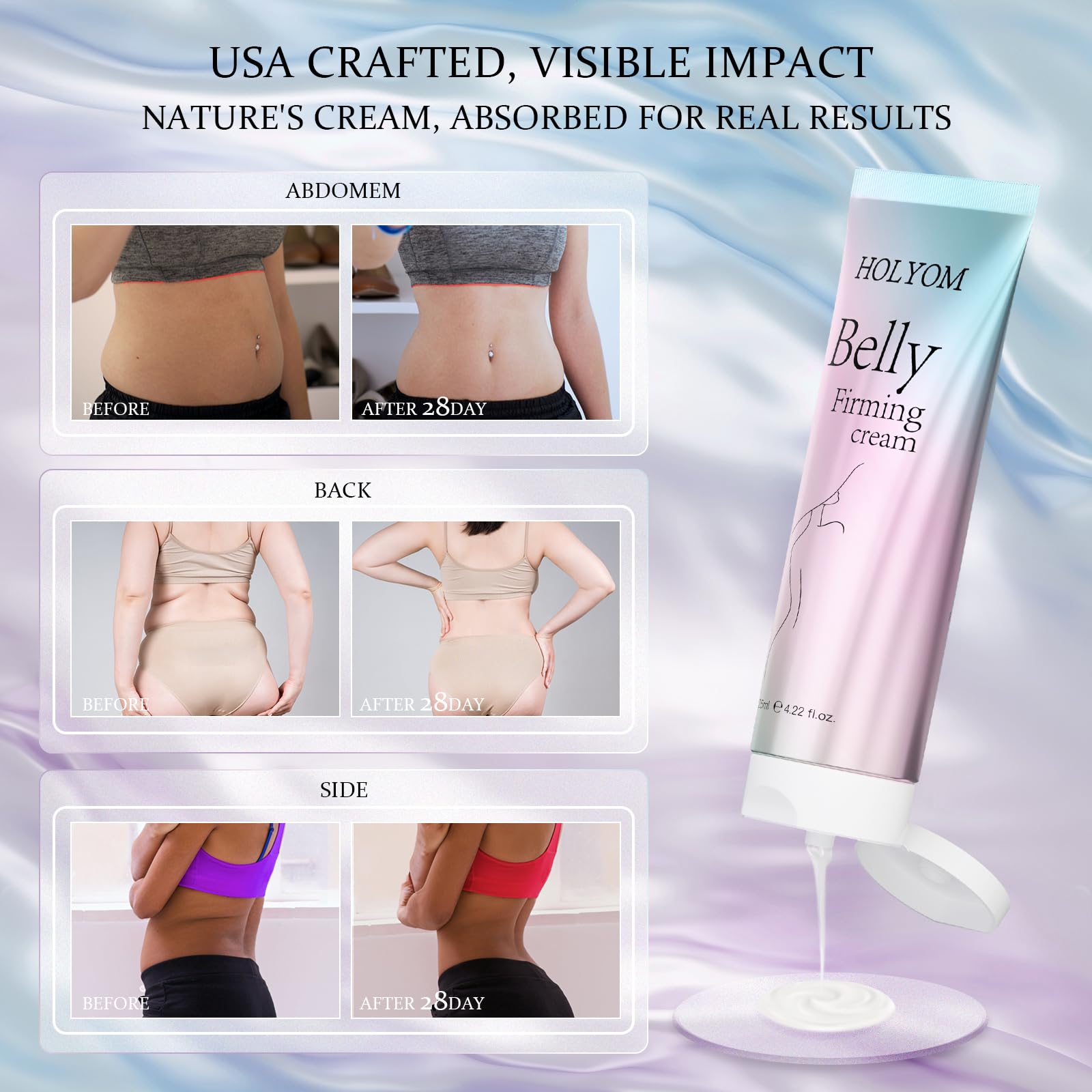 HOLYOM B Flat Belly Firming Cream | Skin Tightening for Stomach Thighs