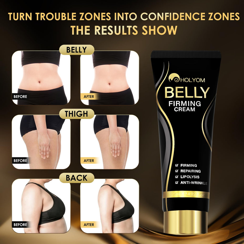HOLYOM B Flat Belly Firming Cream – Tighten, Tone & Smooth Belly, Thighs & Butt | 4.02 fl oz