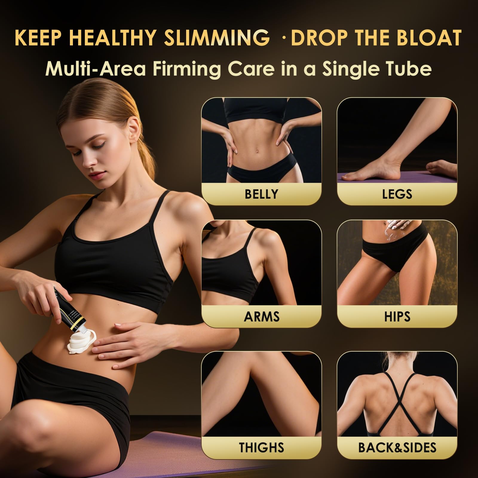 HOLYOM B Flat Belly Firming Cream – Tighten, Tone & Smooth Belly, Thighs & Butt | 4.02 fl oz