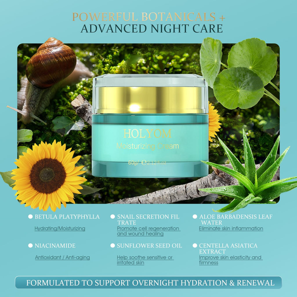 HOLYOM Restorative Night Cream for Face – Deep Hydration with Ceramides, Collagen Peptides & Hyaluronic Acid