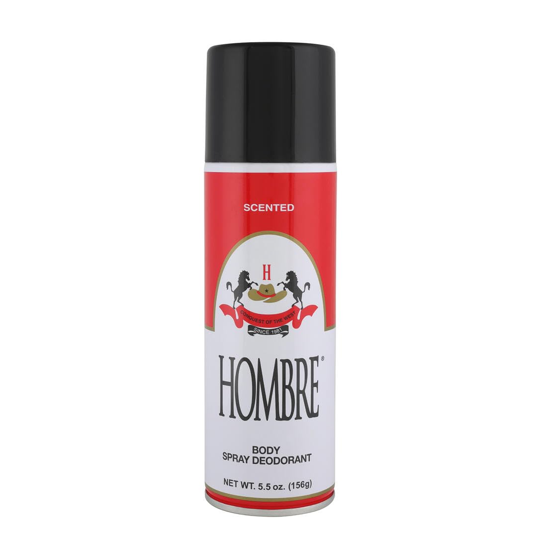 HOMBRE Red Deodorant Body Spray Classic for Men – 5.5oz / 156g (2 Pack)