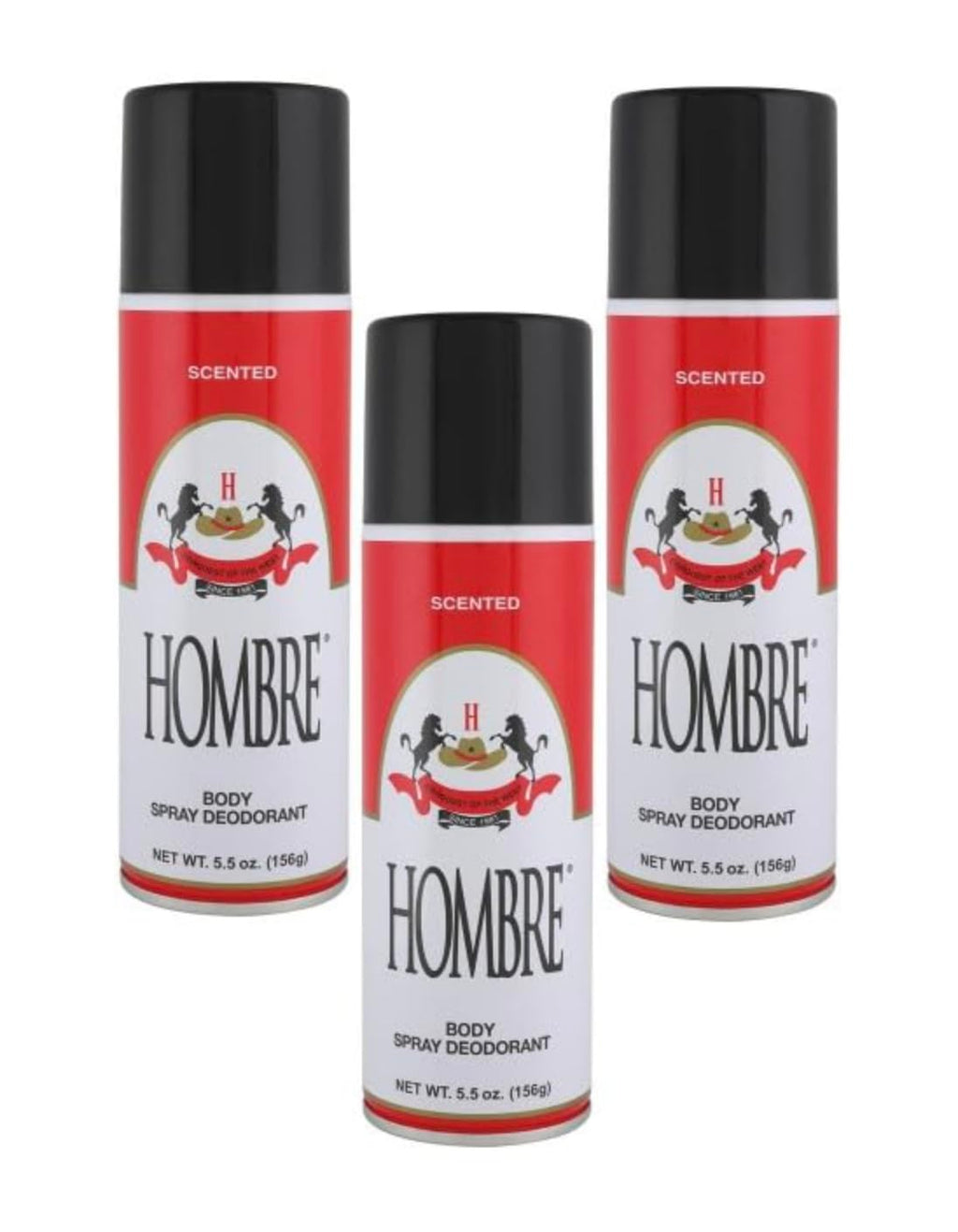 HOMBRE Red Deodorant Body Spray Classic for Men 5.5oz-156g (3 Pack) - Long-Lasting Odor Protection