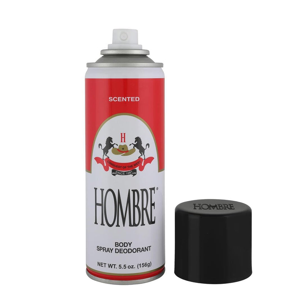 HOMBRE Red Deodorant Body Spray Classic for Men – 5.5oz / 156g (2 Pack)
