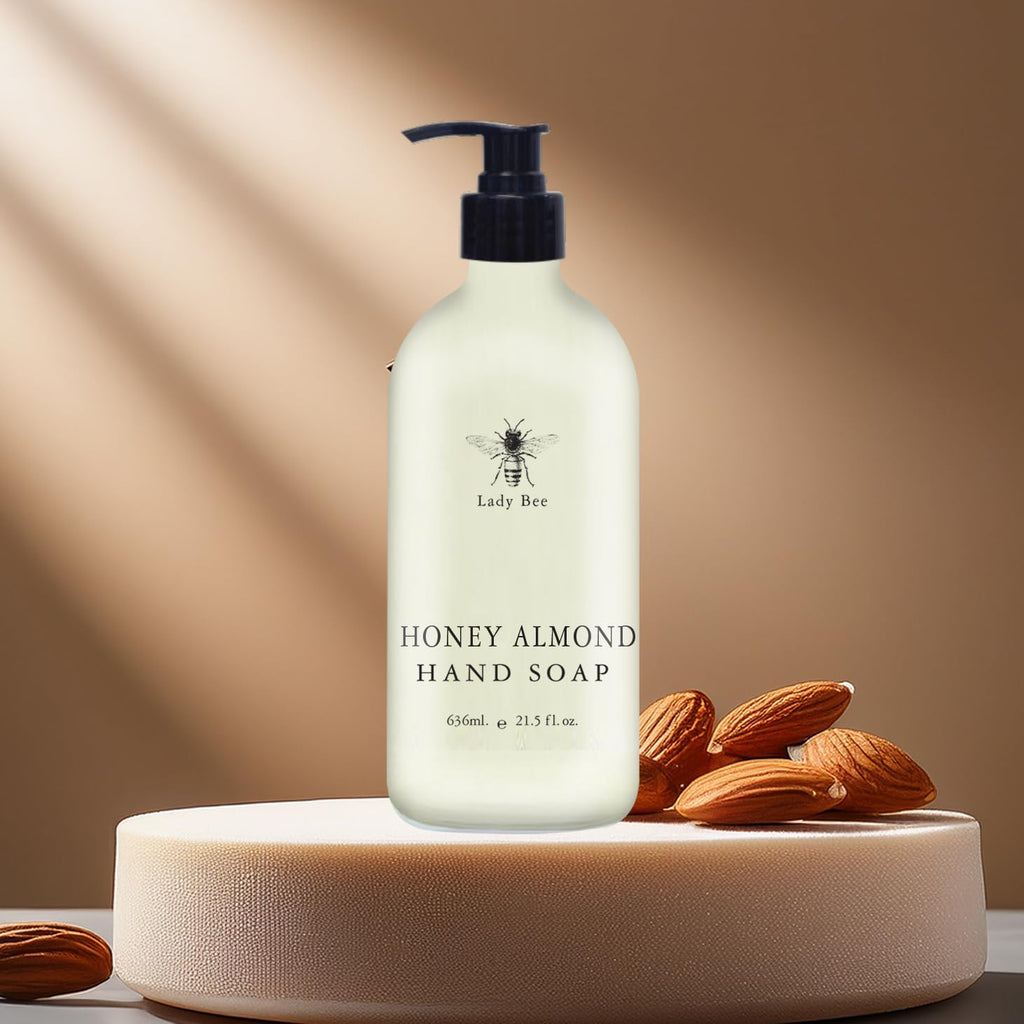 Home & Body Company Lady Bee Hand Soap Set – 4 Pack (21.5 fl oz Each) with Eucalyptus, Lavender, Tea Tree Mint & Honey Almond