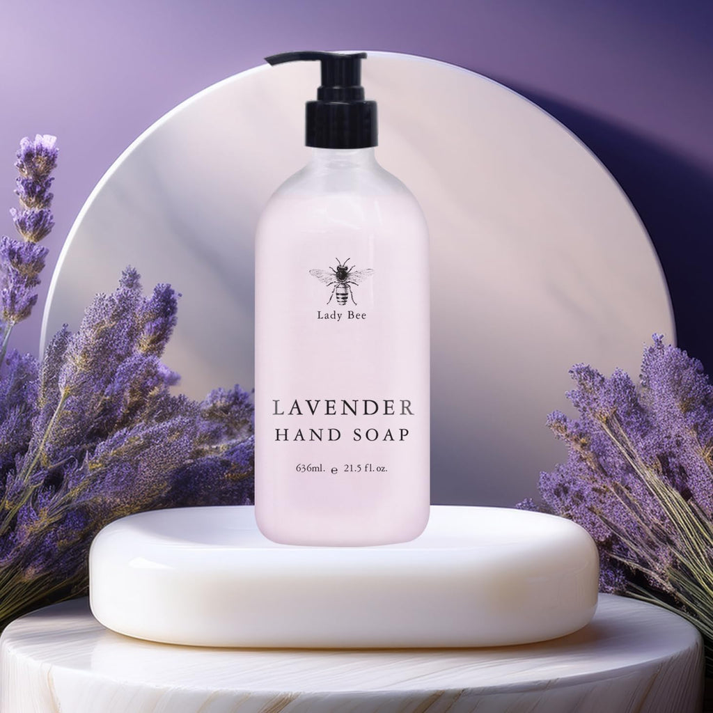 Home & Body Company Lady Bee Hand Soap Set – 4 Pack (21.5 fl oz Each) with Eucalyptus, Lavender, Tea Tree Mint & Honey Almond
