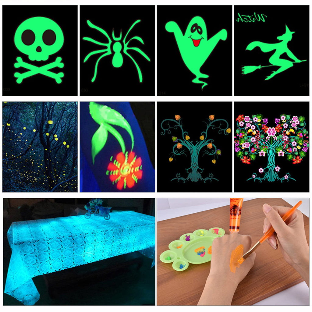 HomeHere Glow in Dark Face & Body Paint – UV Neon Fluorescent Colors (6-Tube Set)