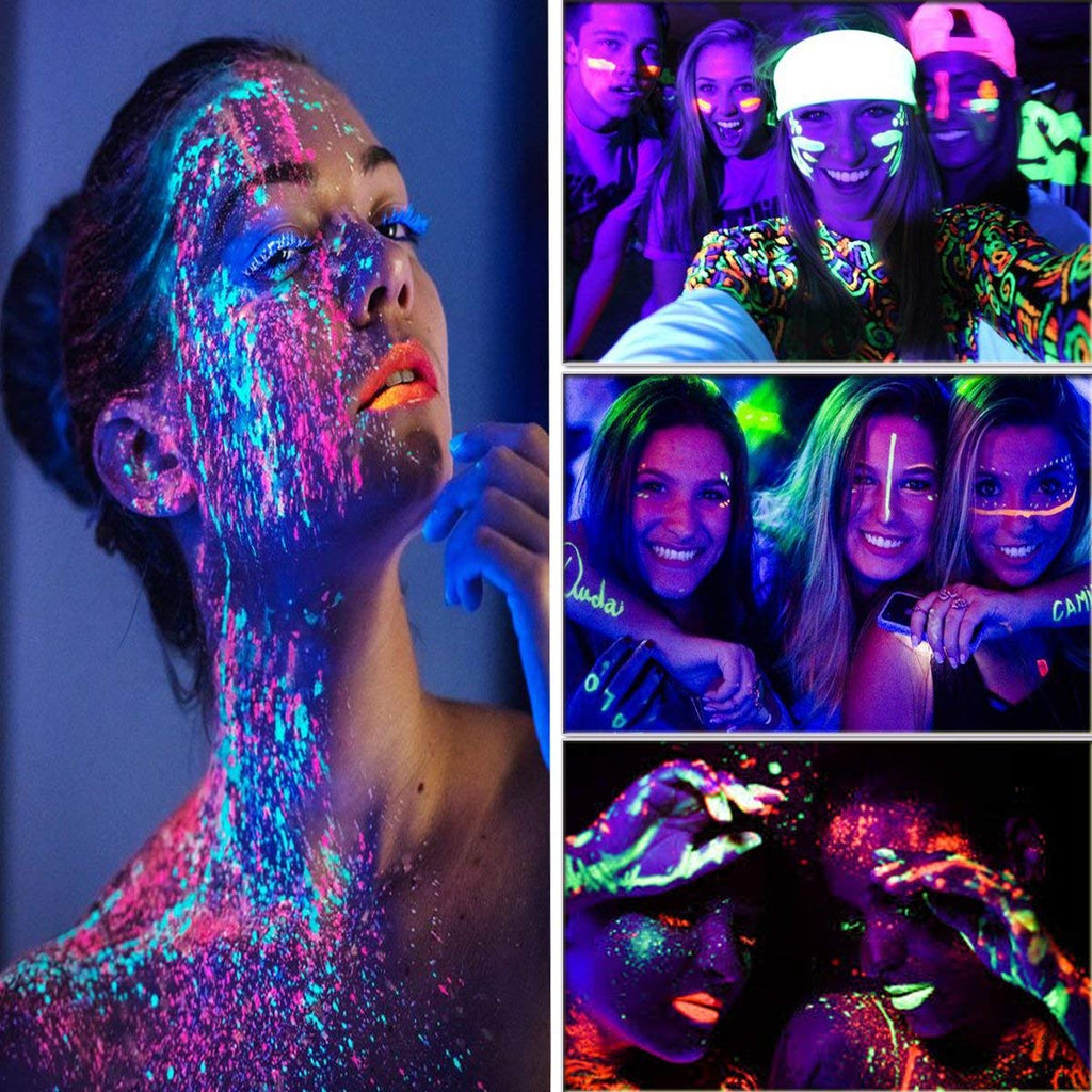 HomeHere Glow in Dark Face & Body Paint – UV Neon Fluorescent Colors (6-Tube Set)