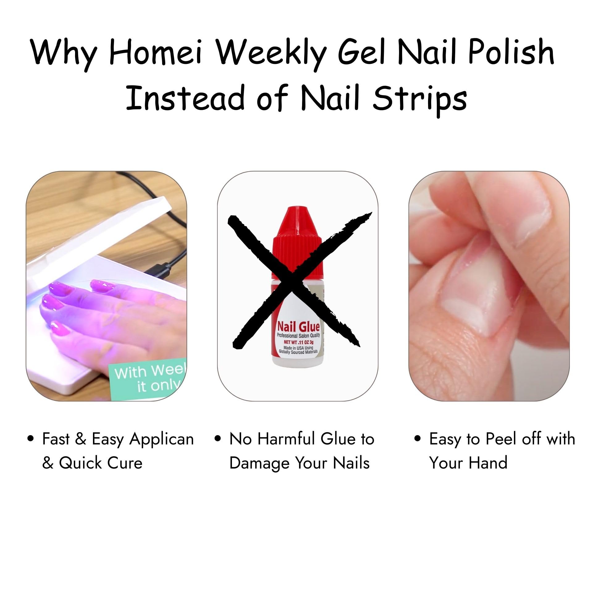 HoMei WEEKLY GEL: Holographic Cat Eye Nail Polish – Easy Peel-Off in 7 Days
