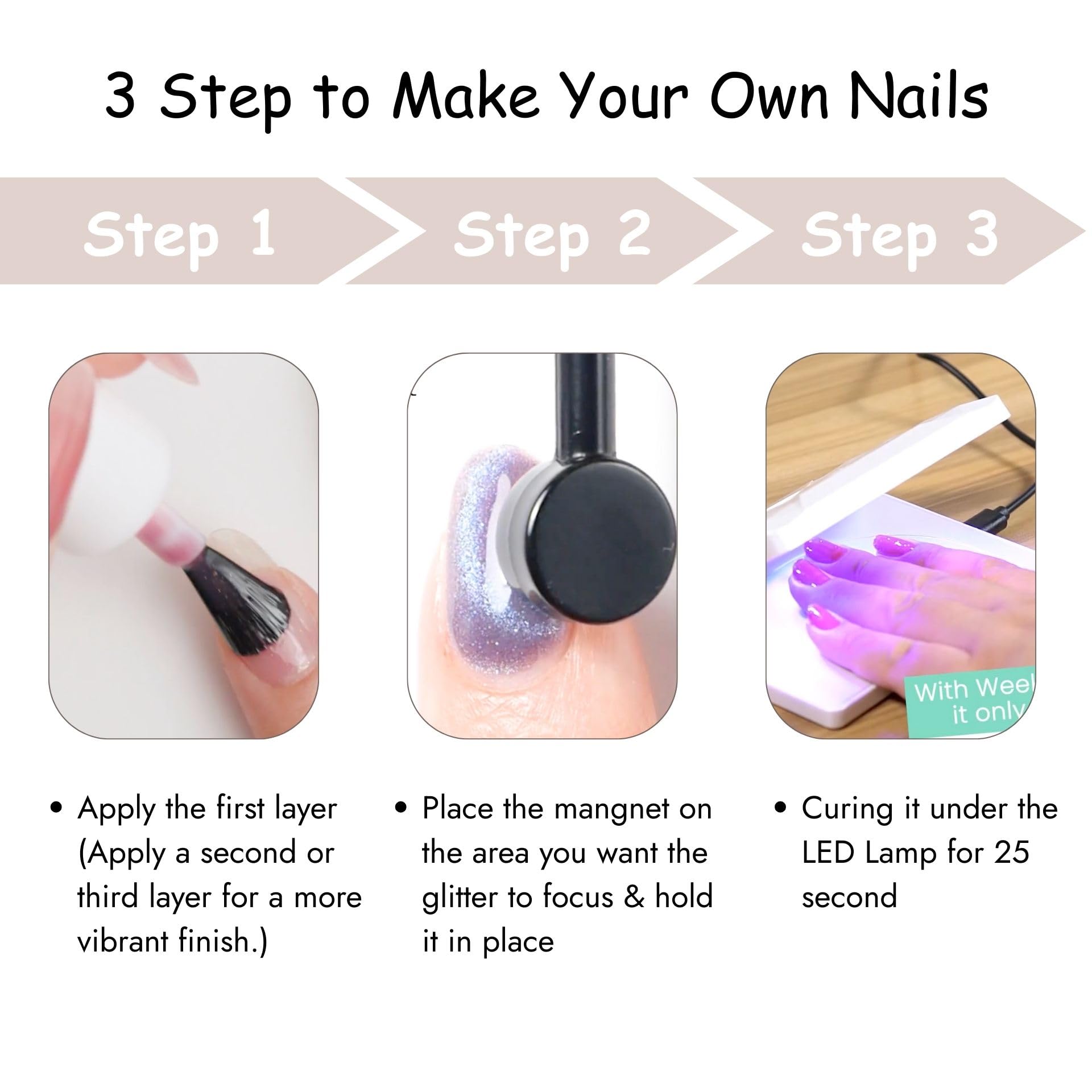HoMei WEEKLY GEL: Holographic Cat Eye Nail Polish – Easy Peel-Off in 7 Days