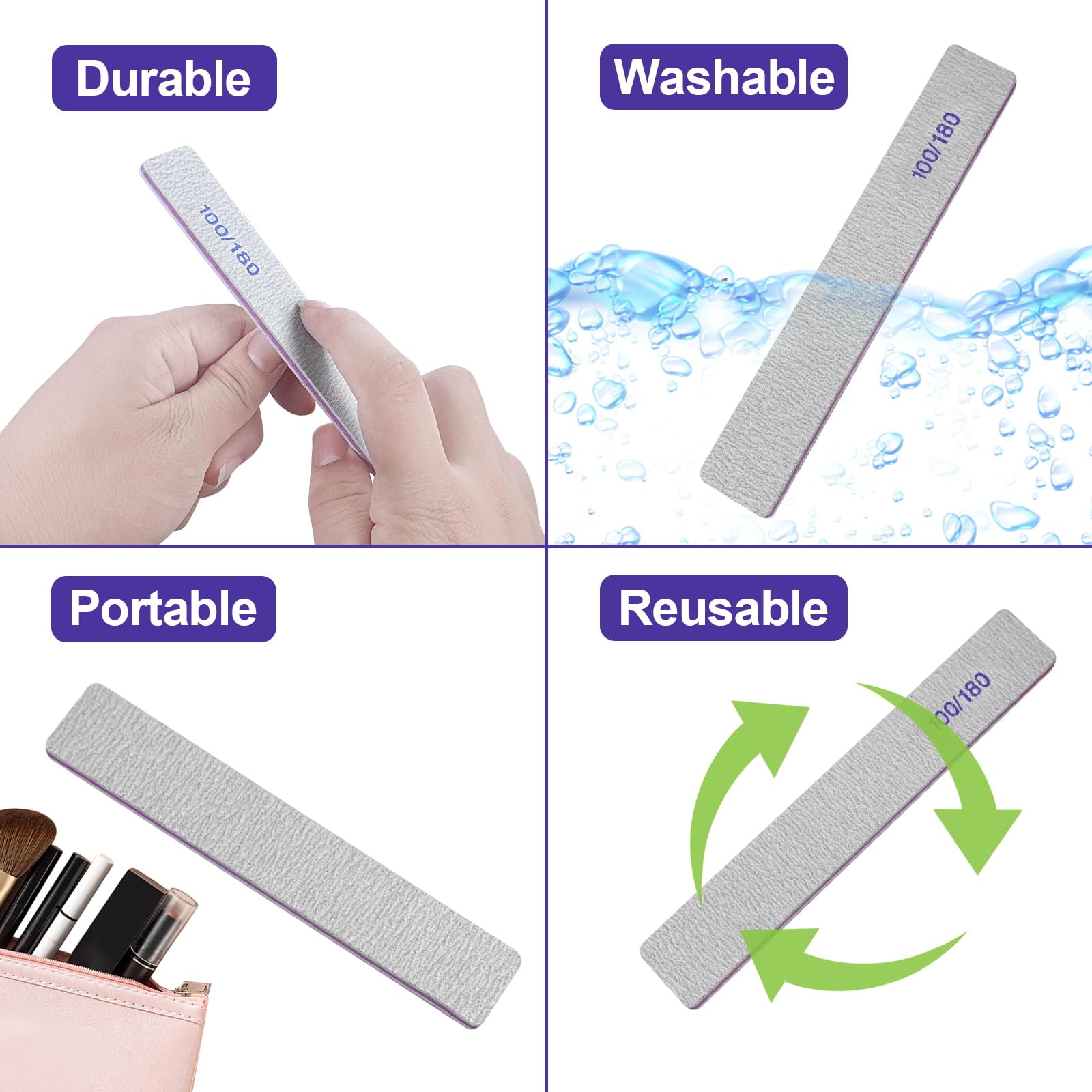 HomeyEra Nail Files (50 Pack) - 100/180 Grit Dual-Sided Emery Boards