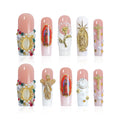 Homsera Celestial Sanctuary Square Press-On Nails – 3D Angel Wings & Halo on Ethereal Base for Solemn Occasions