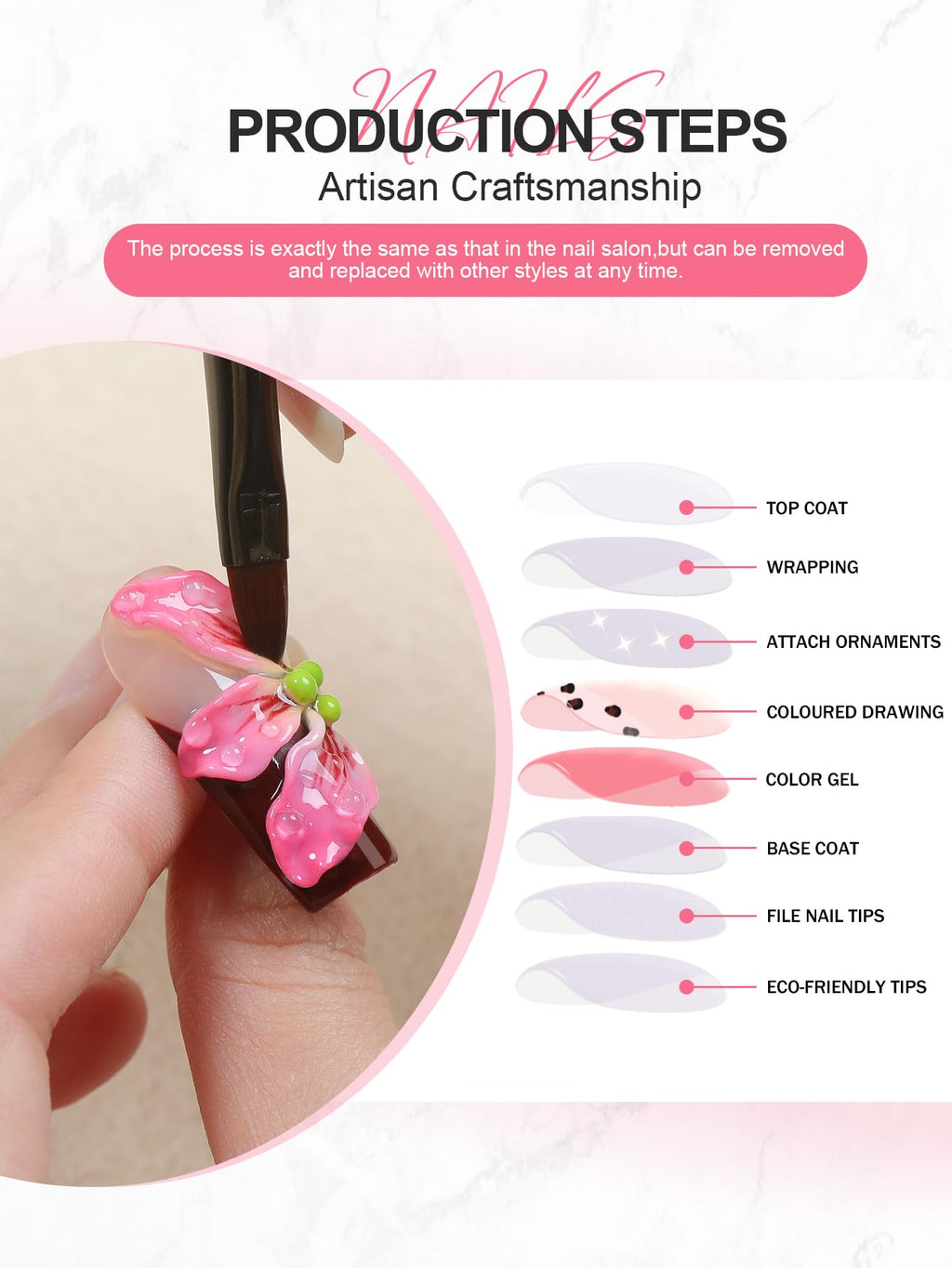 Homsera Handmade XL Long Square Nails – Magic Mirror Gold French Tips + 3D Cross Heart Charms