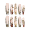 Homsera Gilded Wild Spot Press-On Nails – Handmade Exotic Prints with Metallic Motifs