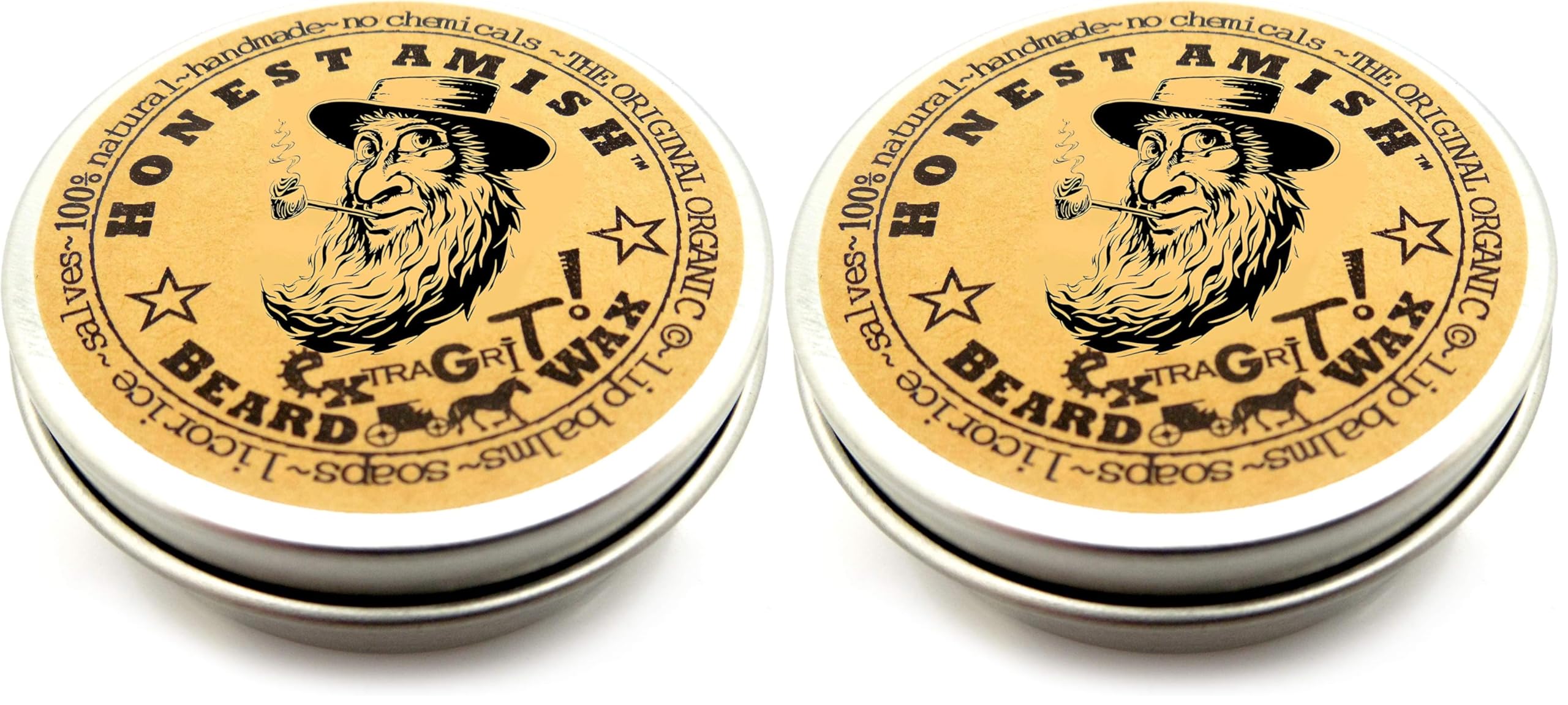 Honest Amish Extra Grit Beard Wax - Natural & Organic, 2 oz (Pack of 2)