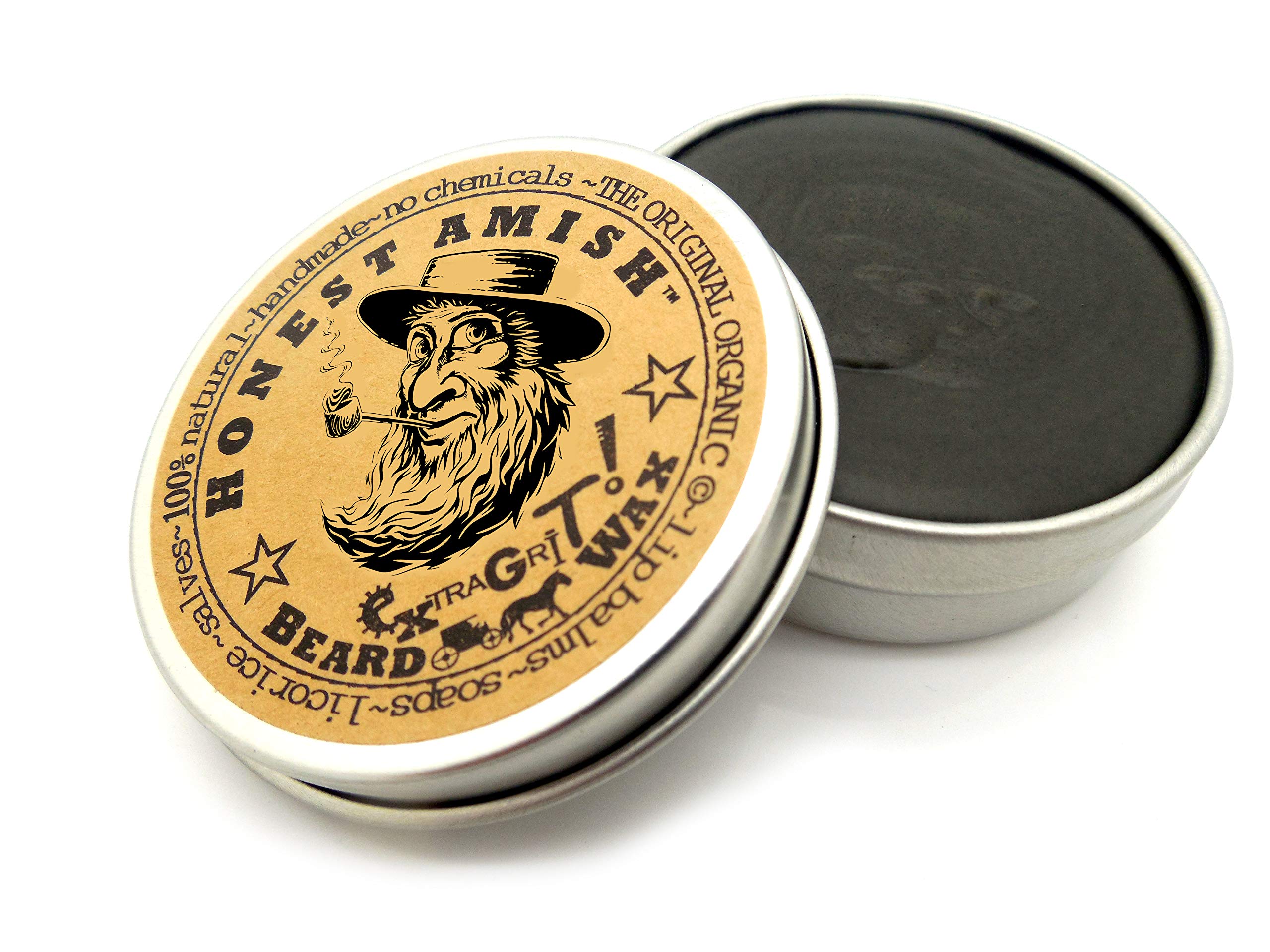 Honest Amish Extra Grit Beard Wax - Natural & Organic, 2 oz (Pack of 2)