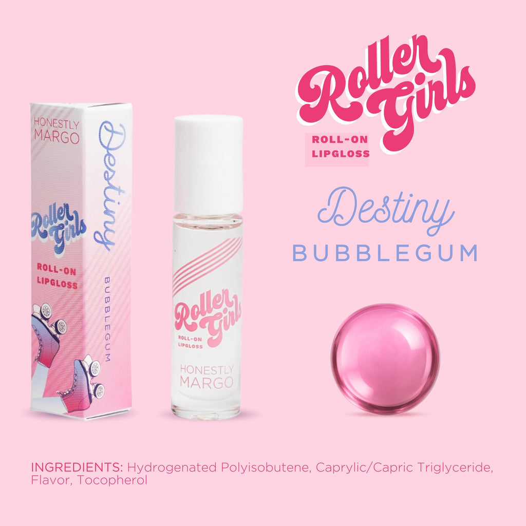 Honestly Margo Roller Girl Roll-On Lip Gloss – Bubblegum Destiny (Pack of 2) Hydrating, Non-Sticky Shine