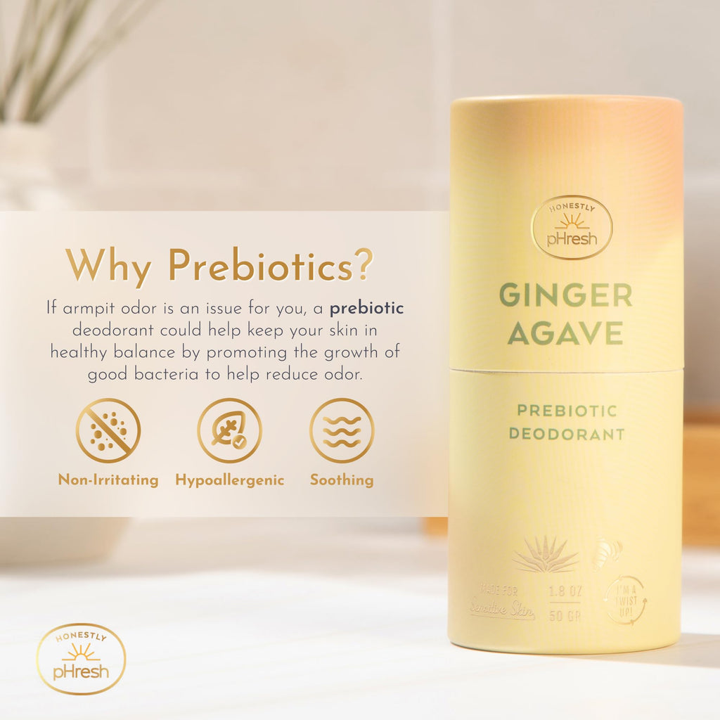 Honestly pHresh Twist-Up Deodorant — Baking Soda Free, Prebiotic Formula, Aluminum Free | Ginger Agave