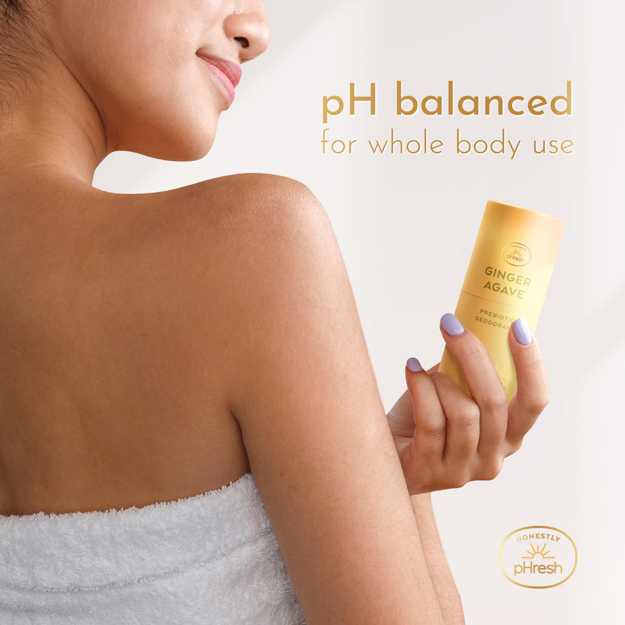 Honestly pHresh Twist-Up Deodorant — Baking Soda Free, Prebiotic Formula, Aluminum Free | Ginger Agave