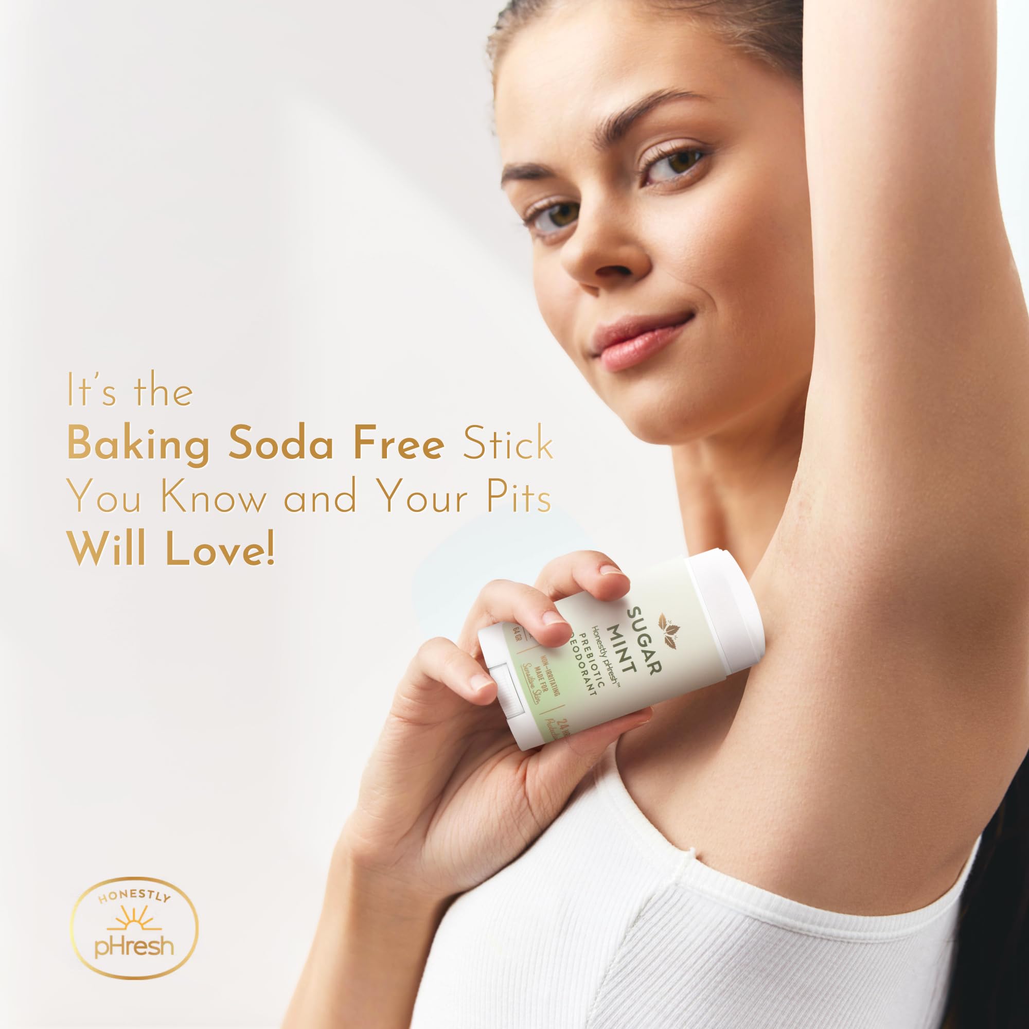 Honestly pHresh Prebiotic Natural Deodorant for Women – Aluminum & Baking Soda Free, Sugar Mint, 2.5 oz
