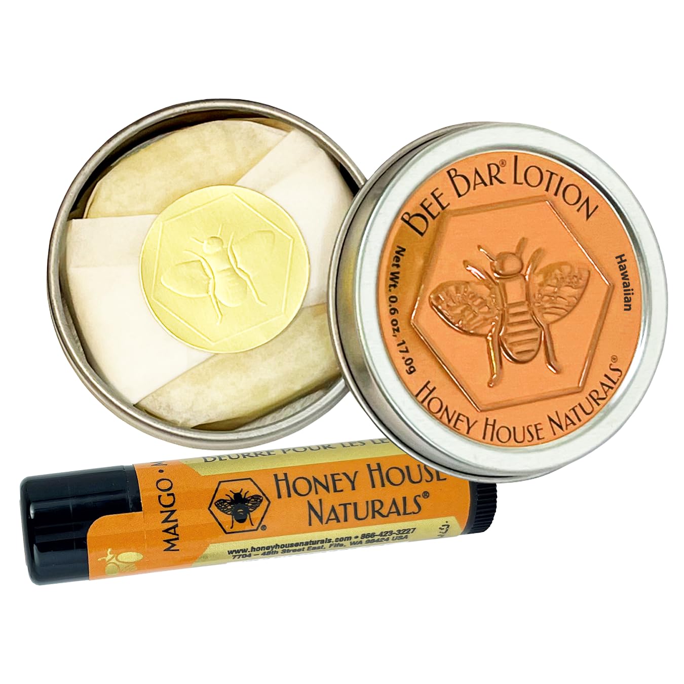 Honey House Naturals 2 Piece Gift Set – Lotion Bar & Mango Lip Butter – Made in USA (Variant Name, Pack of 2)