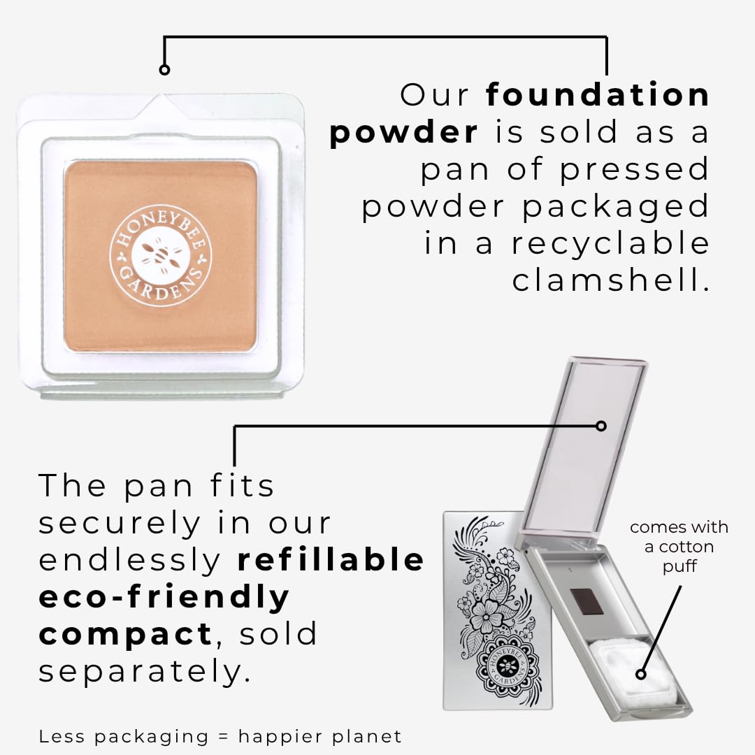 Honeybee Gardens Pressed Mineral Powder Foundation Refill Montego Warm Tan – Adjustable Coverage