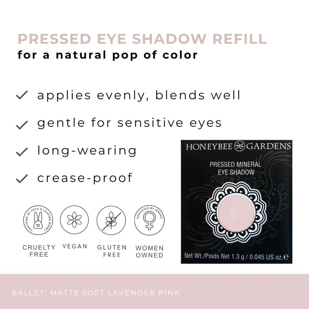 Honeybee Gardens Ballet Eye Shadow Refill – Matte Lavender Pink, Crease-Proof