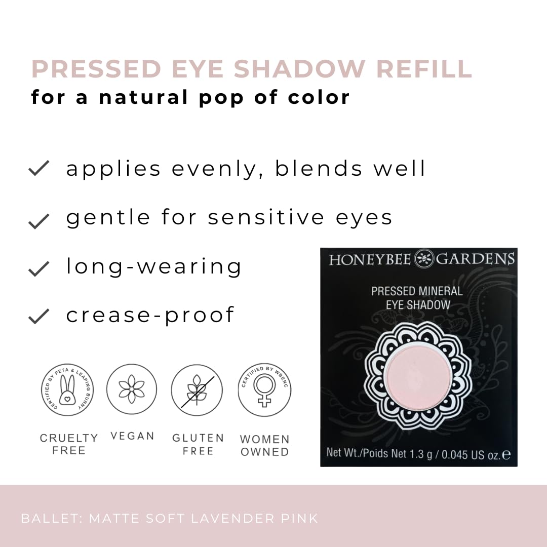 Honeybee Gardens Ballet Eye Shadow Refill – Matte Lavender Pink, Crease-Proof