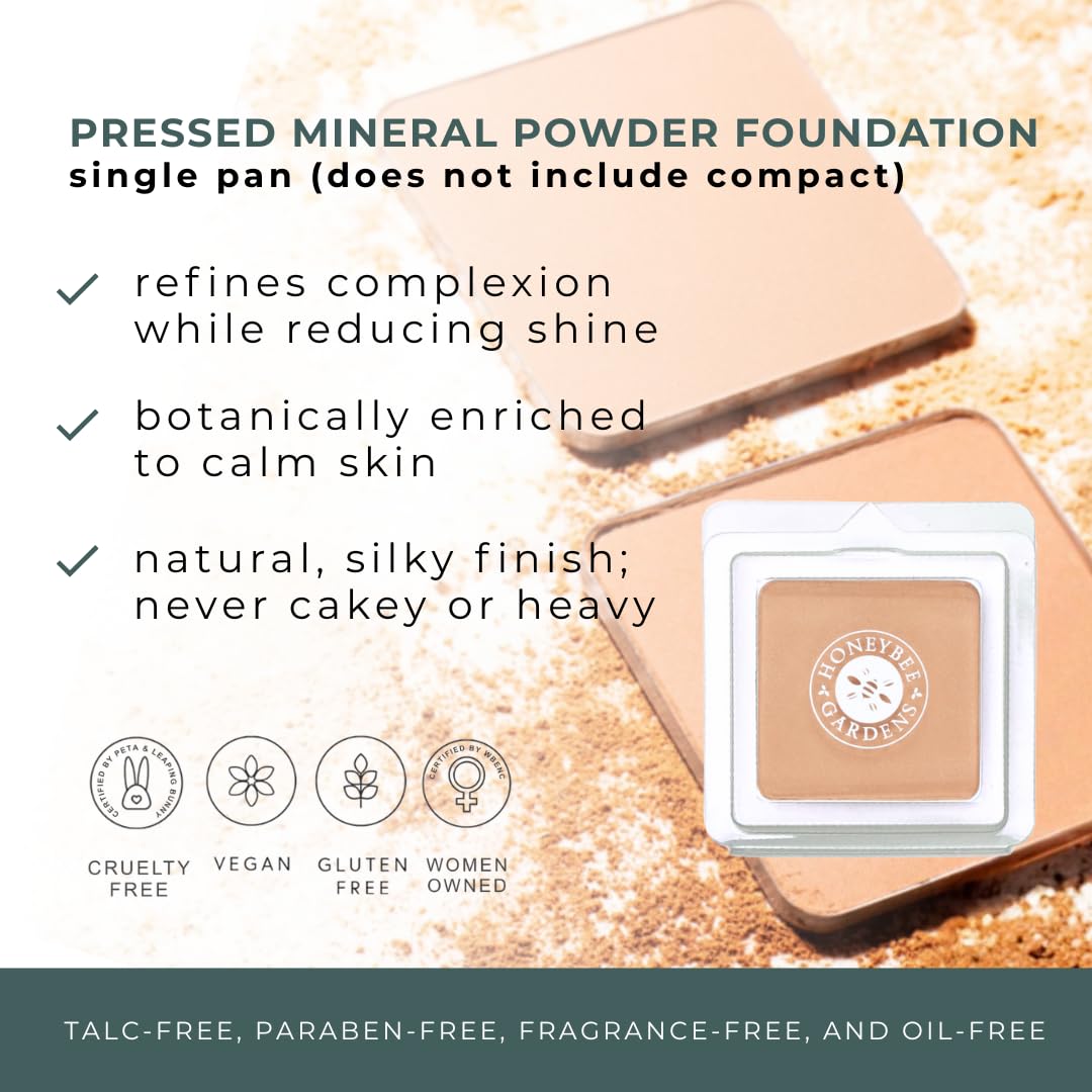 Honeybee Gardens Pressed Mineral Powder Foundation Refill Montego Warm Tan – Adjustable Coverage