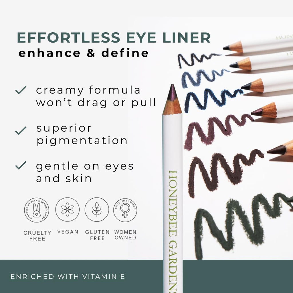 Honeybee Gardens Effortless Eyeliner Pencil – Smoking Gun, Rich Pigment, Long-Wearing, Vegan