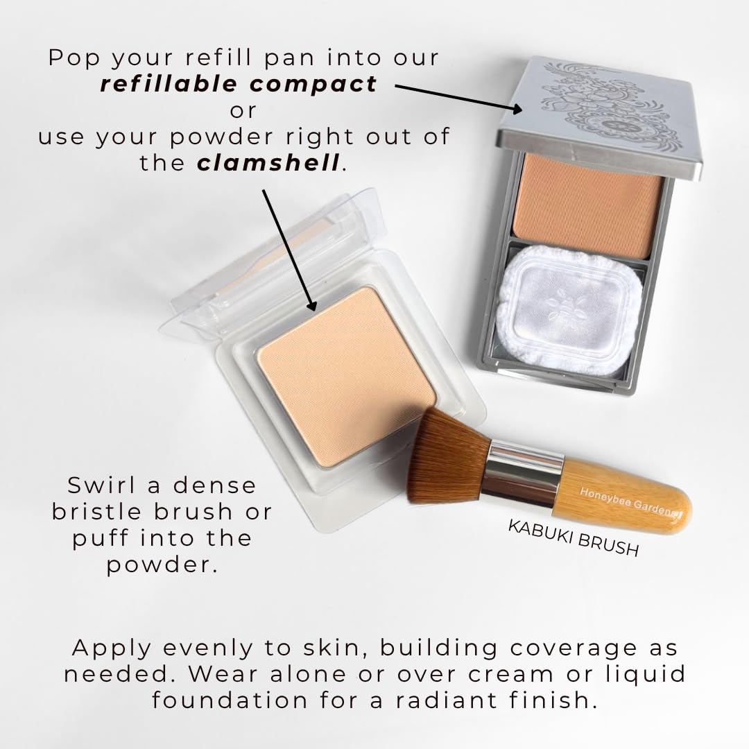 Honeybee Gardens Pressed Mineral Powder Foundation Refill Montego Warm Tan – Adjustable Coverage