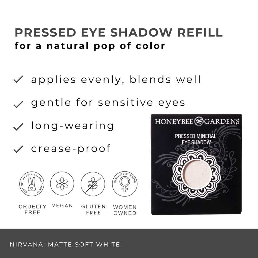 Honeybee Gardens Nirvana Matte White Pressed Eye Shadow Refill — Long-Wearing Mineral Color