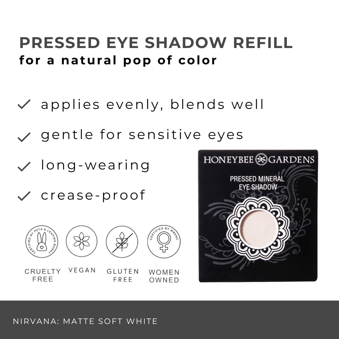 Honeybee Gardens Nirvana Matte White Pressed Eye Shadow Refill — Long-Wearing Mineral Color