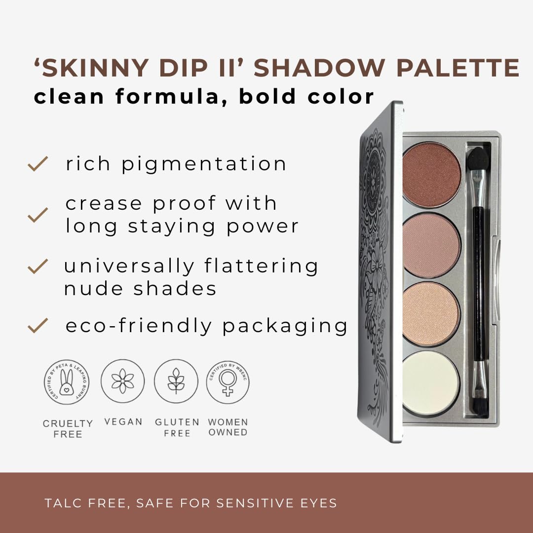 Honeybee Gardens Skinny Dip II Refillable Eye Shadow Palette – Gluten Free, Vegan, Paraben Free