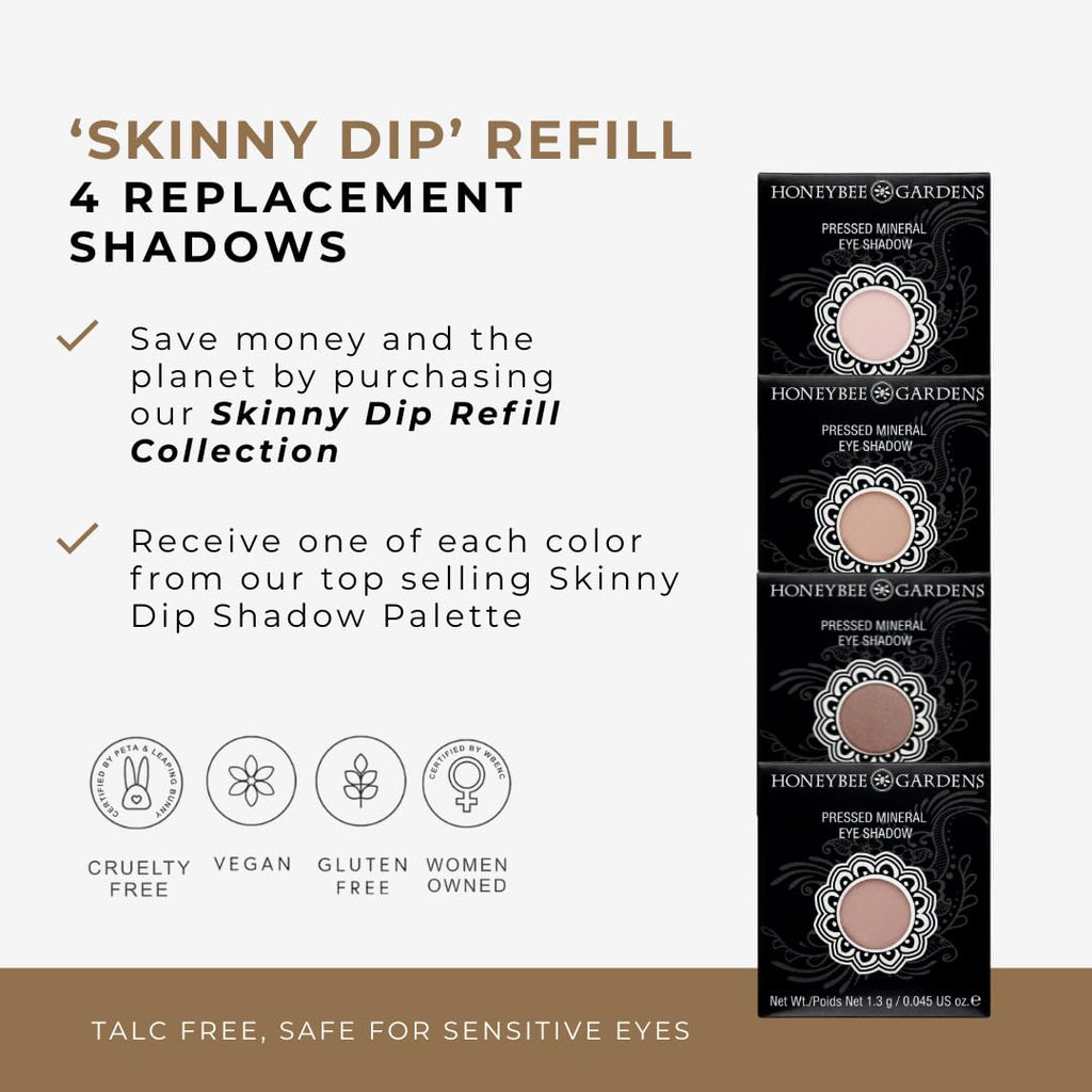 Honeybee Gardens Skinny Dip Refill Pans – 4 Pack (26mm), Pink, Beige & Nude Tones | Vegan