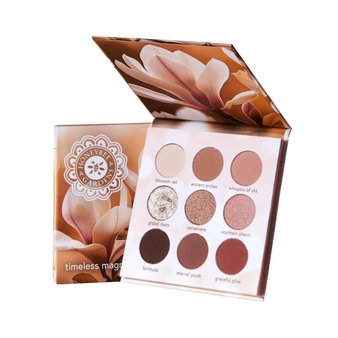 Honeybee Gardens Timeless Magnolia Eye Shadow Palette | 9 Shades Matte & Shimmer