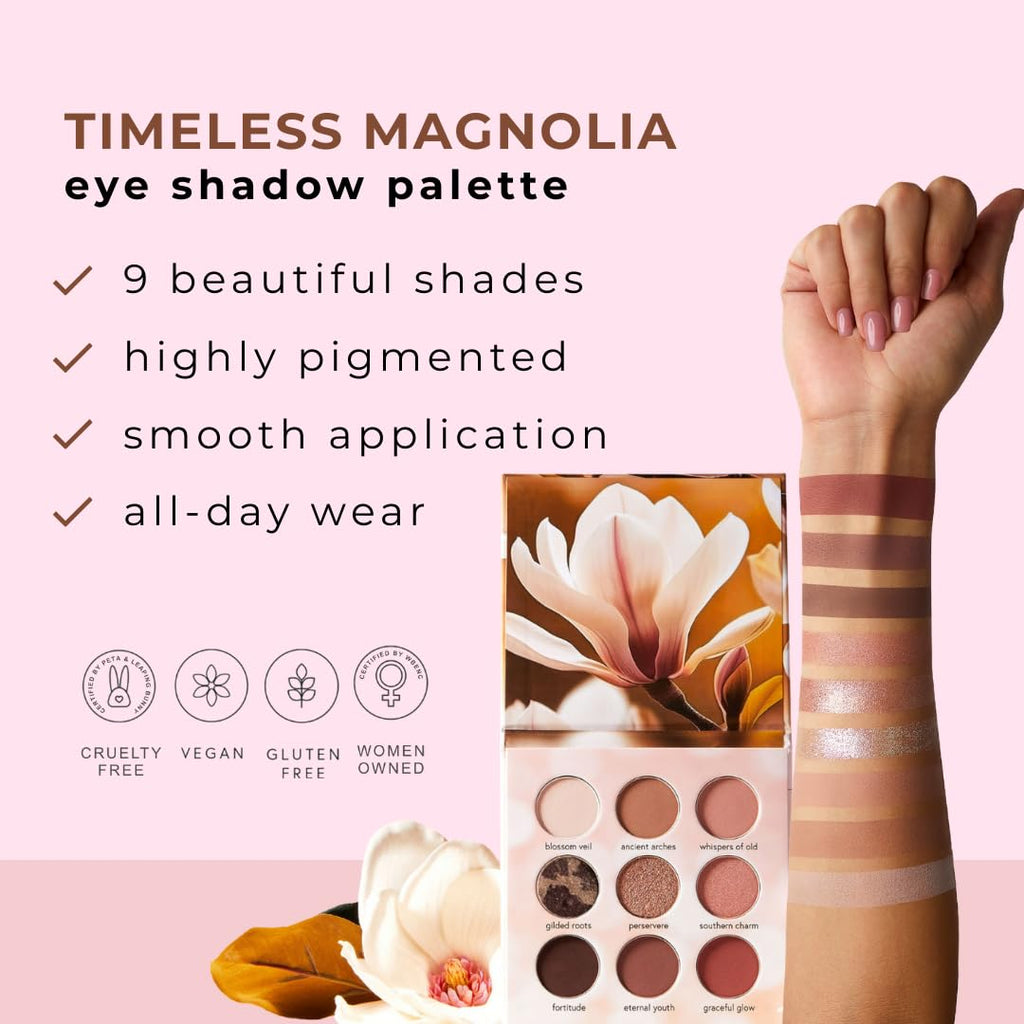 Honeybee Gardens Timeless Magnolia Eye Shadow Palette | 9 Shades Matte & Shimmer