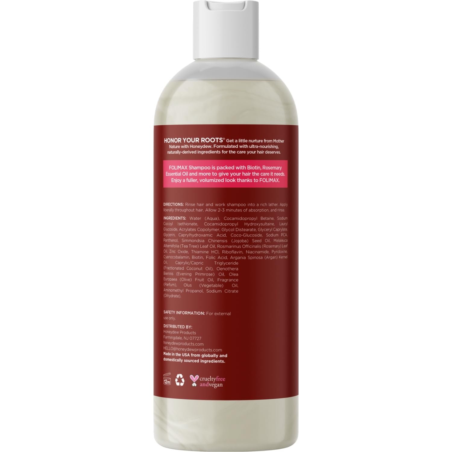 HONEYDEW Folimax Biotin Shampoo for Thinning Hair – Volumizing, Vegan, Color Safe