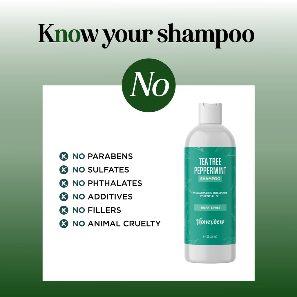 HONEYDEW Invigorating Tea Tree Mint Shampoo for Oily Hair – Rosemary Mint Clarifying Formula