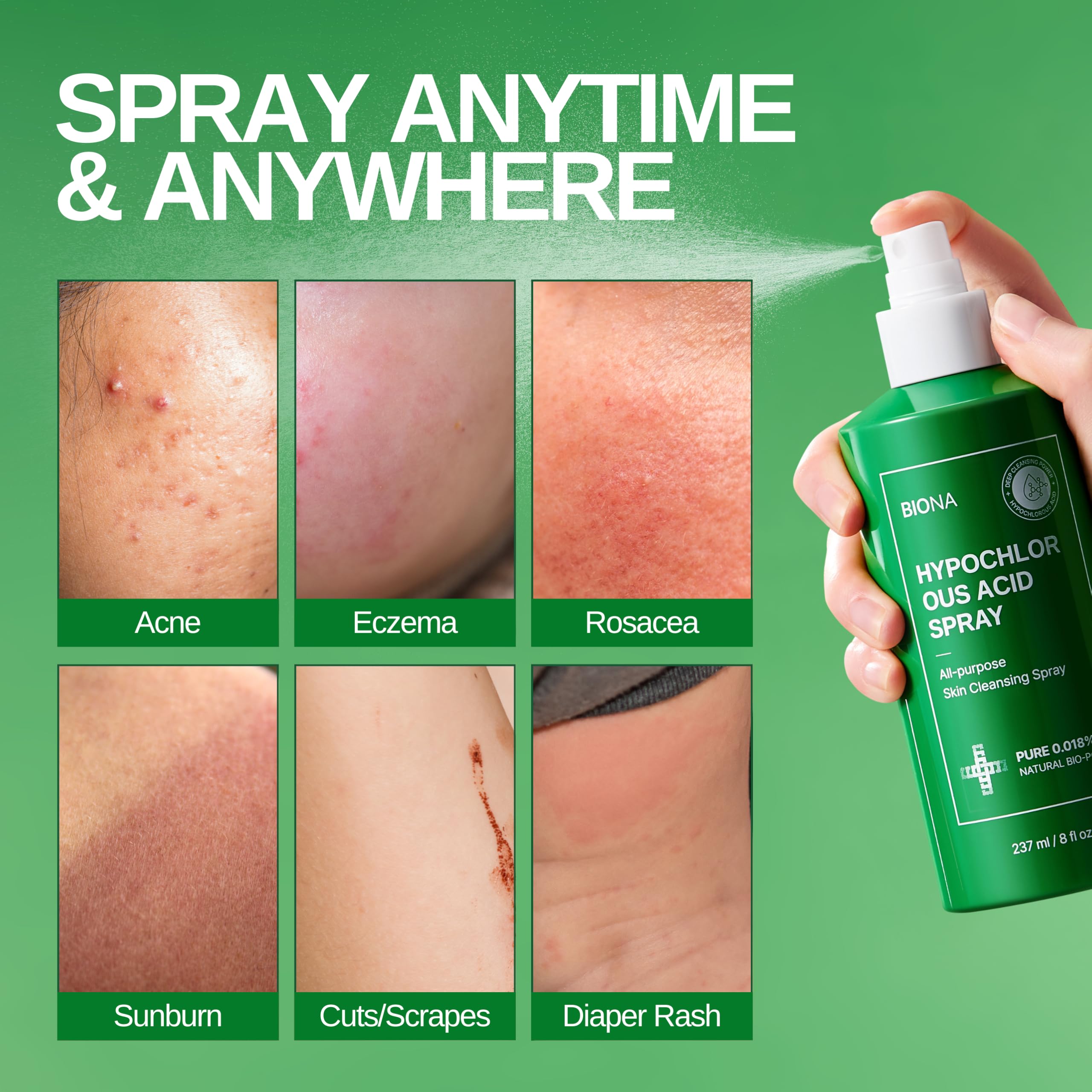 Honeydew Labs BIONA Pure Hypochlorous Spray 0.018% — pH 5.5 for Face & Skin