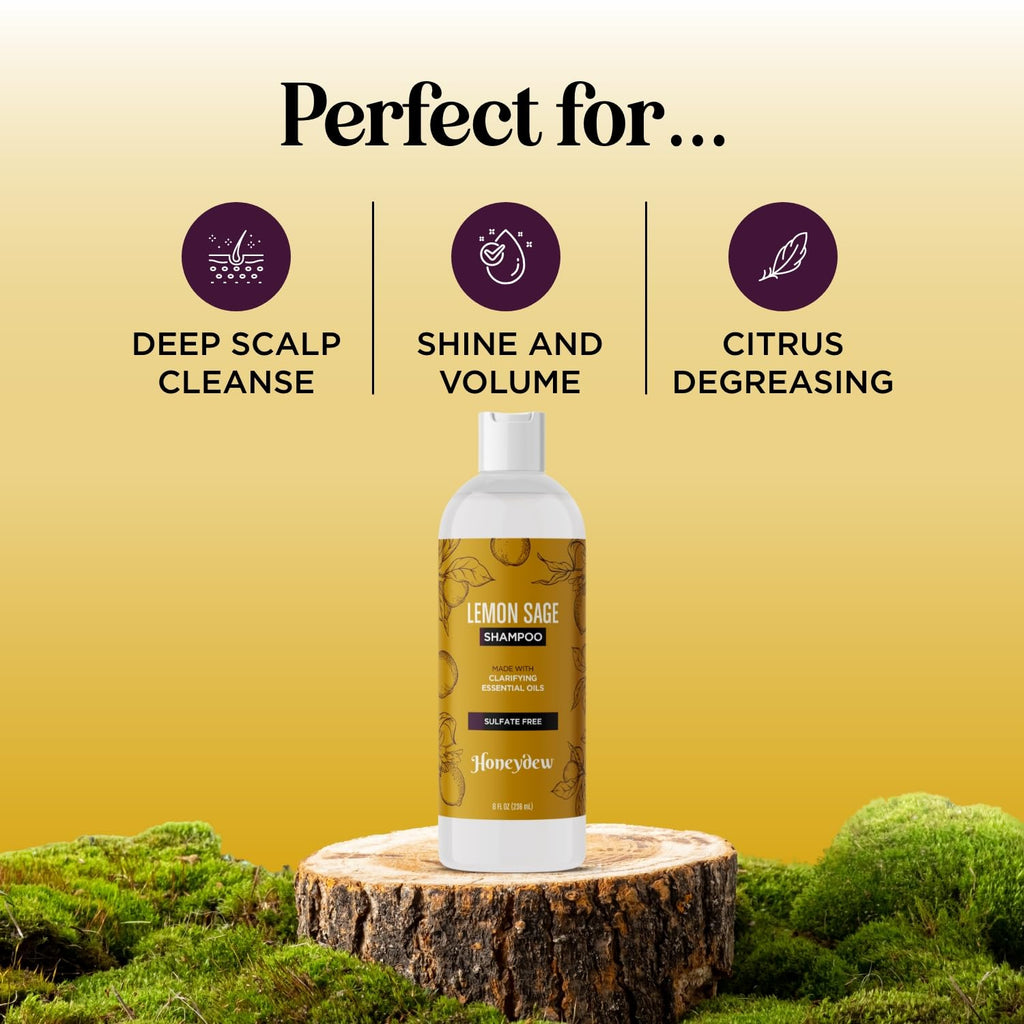 HONEYDEW Lemon Sage Shampoo for Oily Hair — Sulfate-Free Clarifying Shampoo with Lemon, Sage & Tea Tree