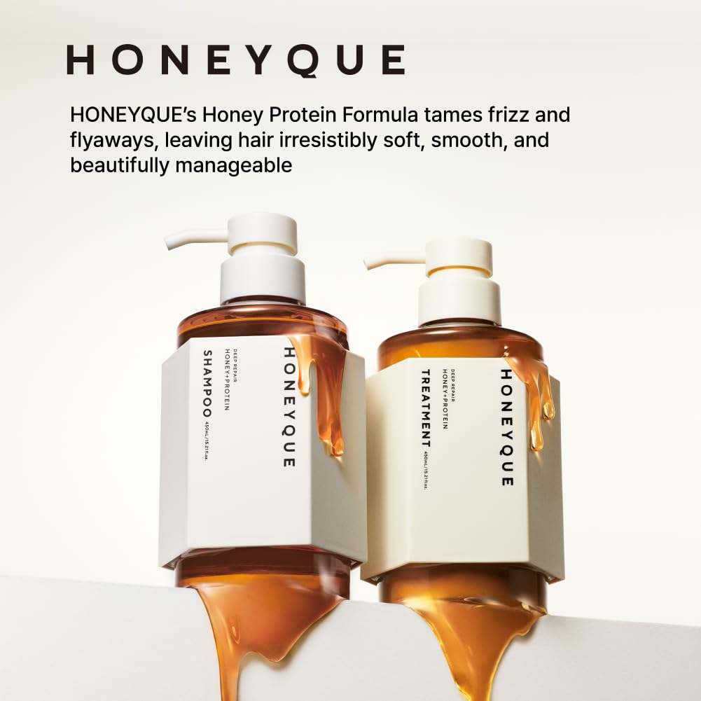 HONEYQUE Deep Repair Moist Shampoo 450ml – Sulfate-Free Hydration, Frizz Control & Protein Repair | Japanese Hair Care
