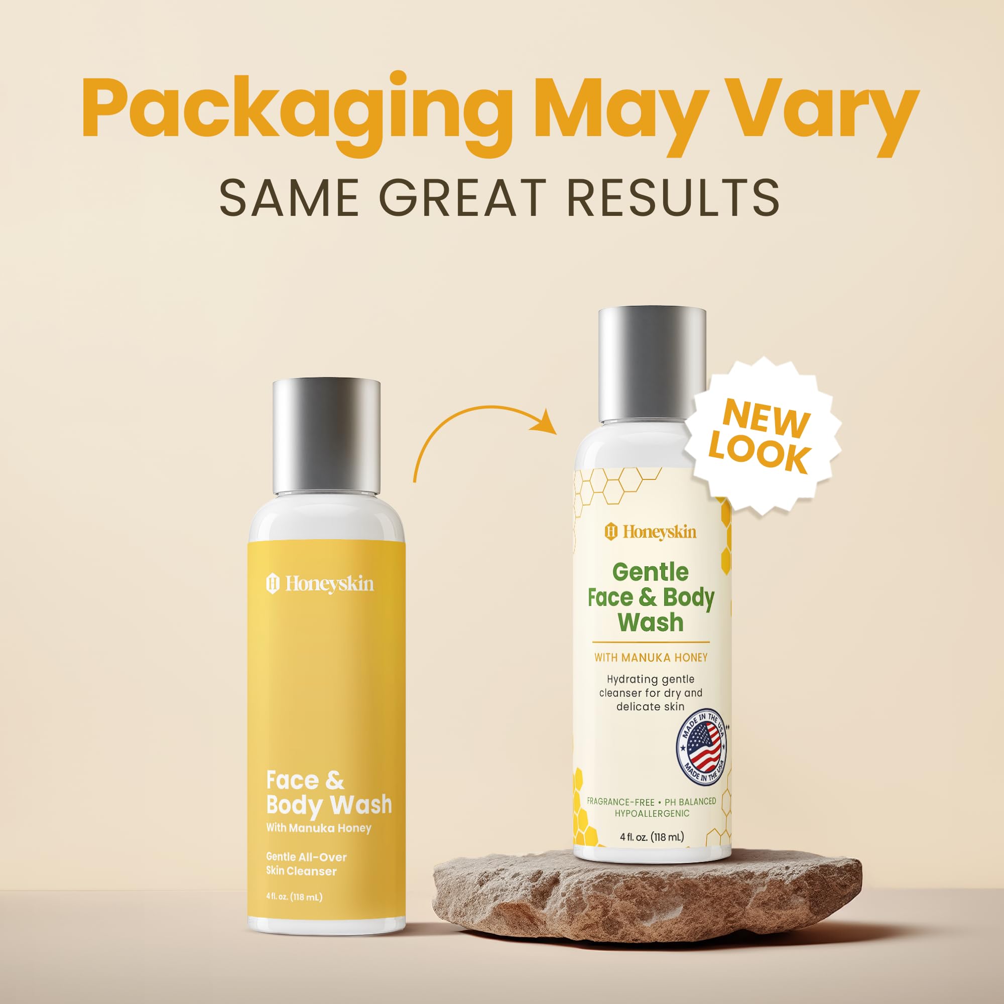 Honeyskin Face & Body Wash with Manuka Honey | Hydrating Cleanser for Sensitive Skin (4oz)