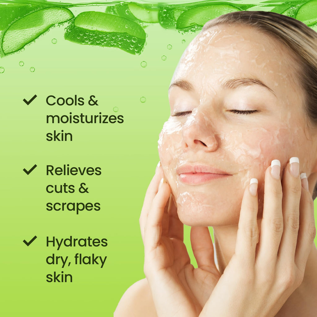 Honeyskin Organic Aloe Vera Gel – 100% Pure, Sunburn Relief & Face Moisturizer (64 fl oz)