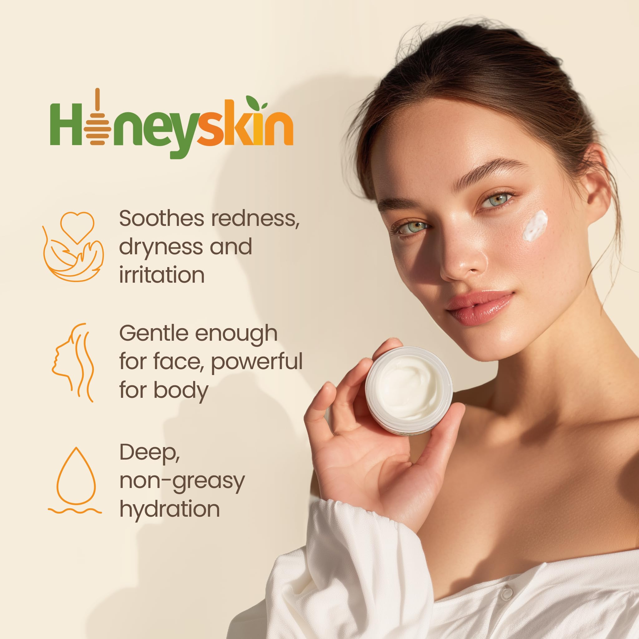 Honeyskin Hydrating Face Moisturizer & Body Cream with Manuka Honey – Organic Moisturizer for Extremely Dry Skin | 4 oz